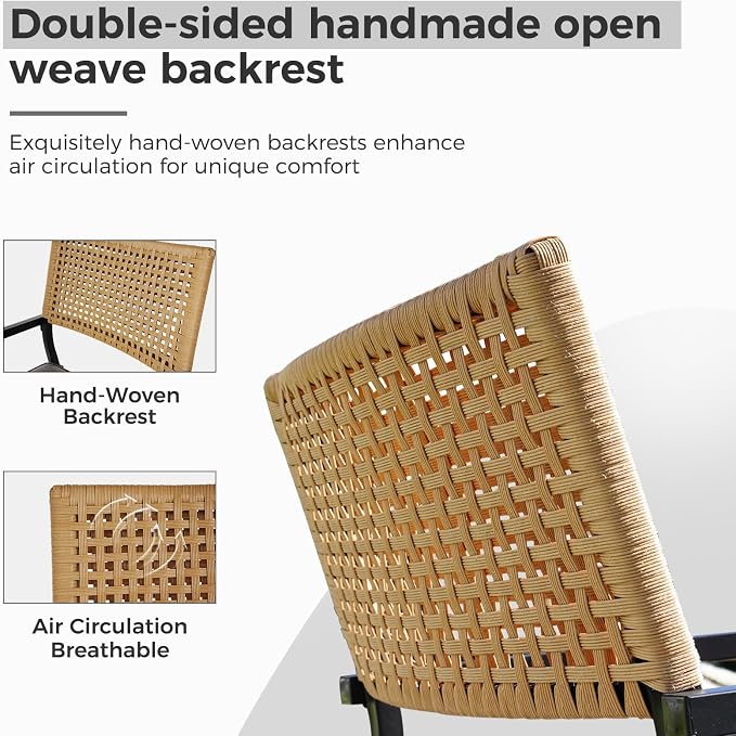 Grand Patio Outdoor Dining Chair Set of 2, 2-Piece Stackable Wicker Chairs - Image 2