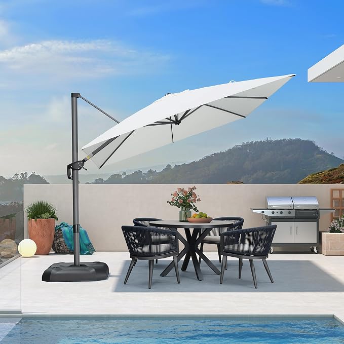 PURPLE LEAF 9 Feet Patio Umbrella Outdoor Cantilever Square Umbrella Aluminum - Image 2