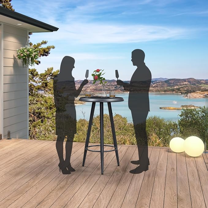 PURPLE LEAF Outdoor Round Table Patio Bar Height Table Pub Dining Table - Image 2