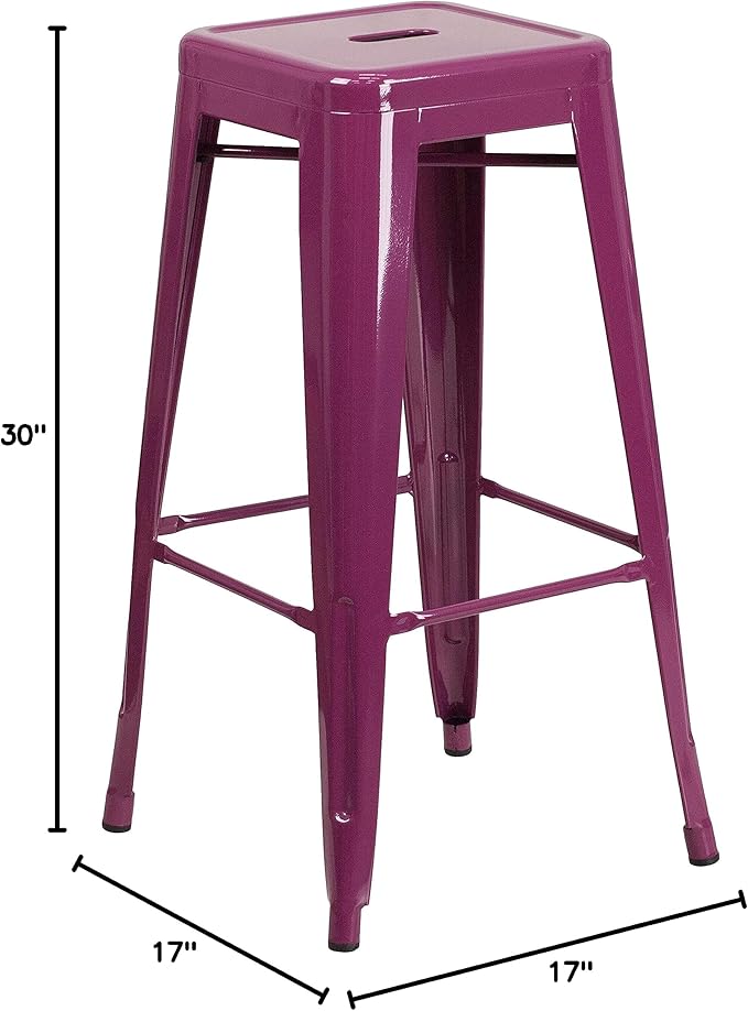 Flash Furniture Kai Commercial Grade 4 Pack 30" High Backless Purple - Image 2