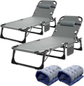 ABORON 2PK Heavy Duty Tanning Chair, 5-Gear Outdoor Folding Chaise Lounge Chair by ABORON