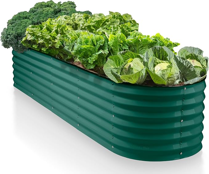 9-in-1 Galvanized Steel Raised Garden Bed // 8×2×1.5 ft Modular Planter by PlantPlot
