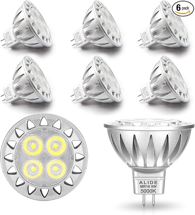 ALIDE 5W MR16 5000K Daylight White Led Bulbs GU5.3, MR16 20W 50 Watt Halogen by ALIDE