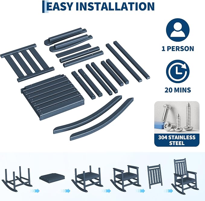 HDPE Rocking Chair Outdoor Set of 6 - Image 5