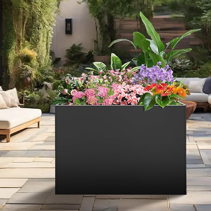 Metal Rectangular Planter Box, Large Planter Boxes Outdoor, 3 Tier Adjustable - Image 4