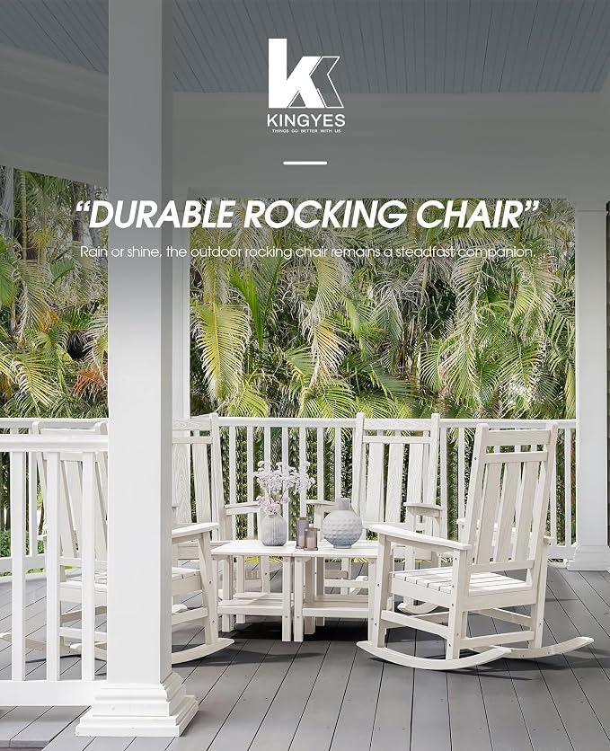 KINGYES Oversized Outdoor Rocking Chair Set of 4, All-Weather Patio Rocking - Image 9