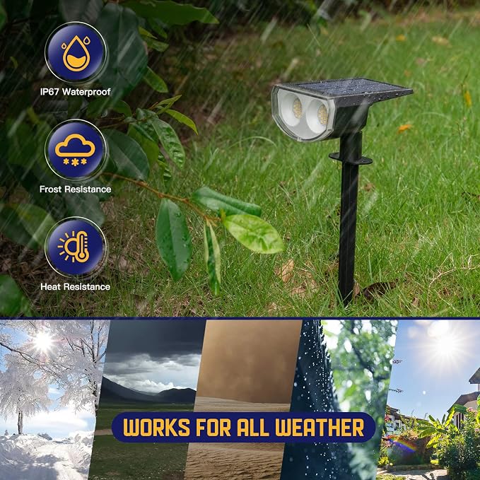 Kyosho Solar Spot Lights Outdoor Warm White, 38 LEDs Solar Landscape Lights - Image 2