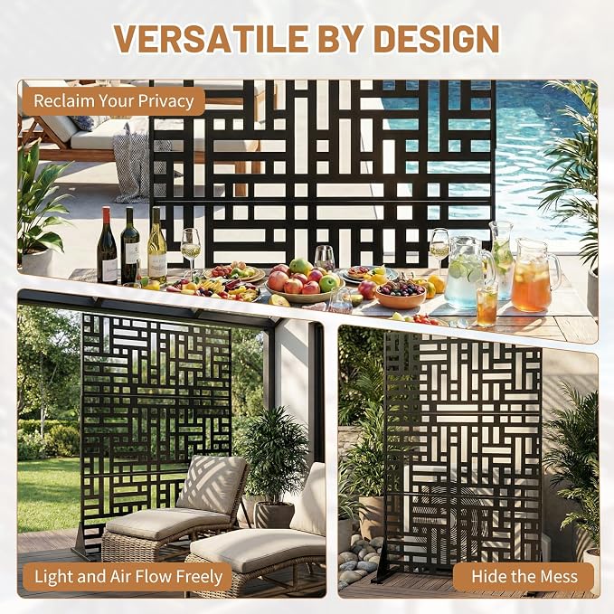 VINGLI Privacy Fence Panels, 72H’’ x 47W’’ Metal Privacy Screen Freestanding - Image 8