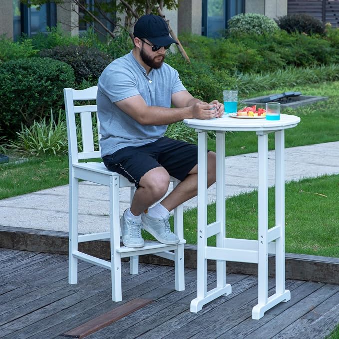 nalone Outdoor Bar Stools Set of 2, HDPE Tall Adirondack Chairs Bar Chairs - Image 2