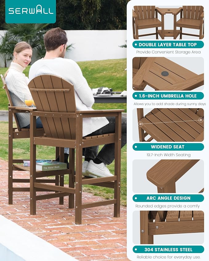 SERWALL Tall Adirondack Chairs Set of 2 - Image 4
