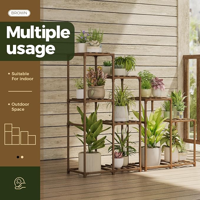 Bamworld Indoor Plant Stands Outdoor Combo Plant Shelves - Image 4