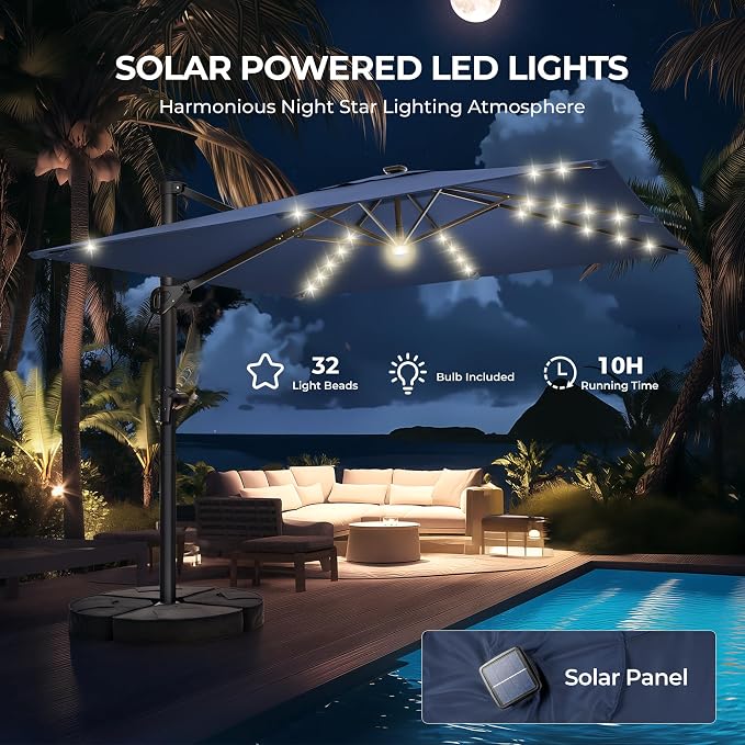 HOMSHADE 10 ft Square Cantilever Patio Umbrella - Image 2
