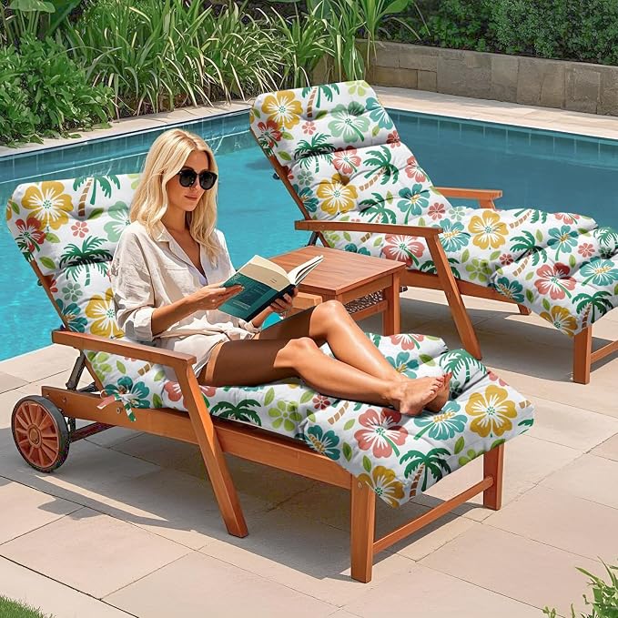 4 Pack Outdoor Chaise Lounge Chair Cushion 75.1 x 22.8 x 4.7 Inches 100% - Image 2