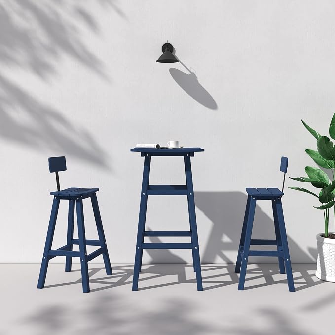 3-Piece Outdoor Counter Height Bar Table Set, HDPE Weather Resistant - Image 8