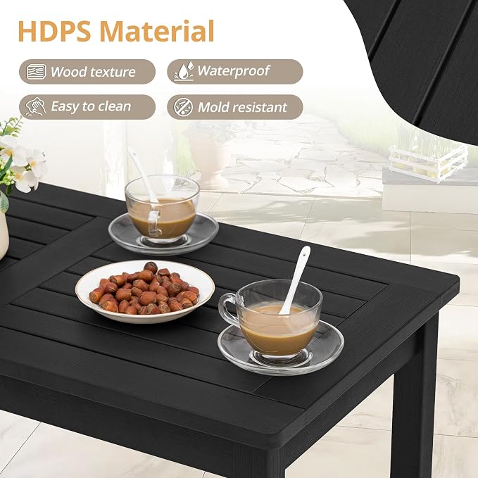 LUE BONA Outdoor Coffee Table Rectangle, 42.5" HDPS Patio Coffee Tables - Image 5