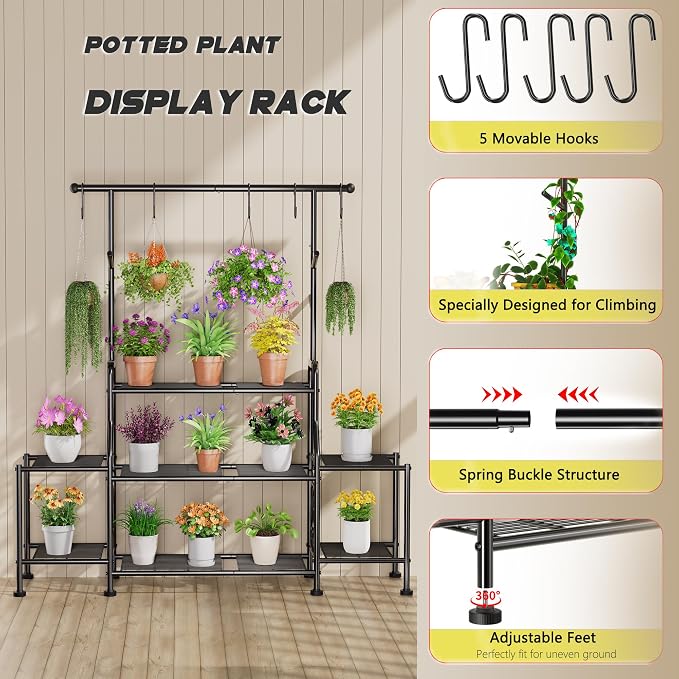 GIOTORENT 3-Tier Tall Metal Plant Stand Indoor Outdoor - Image 5