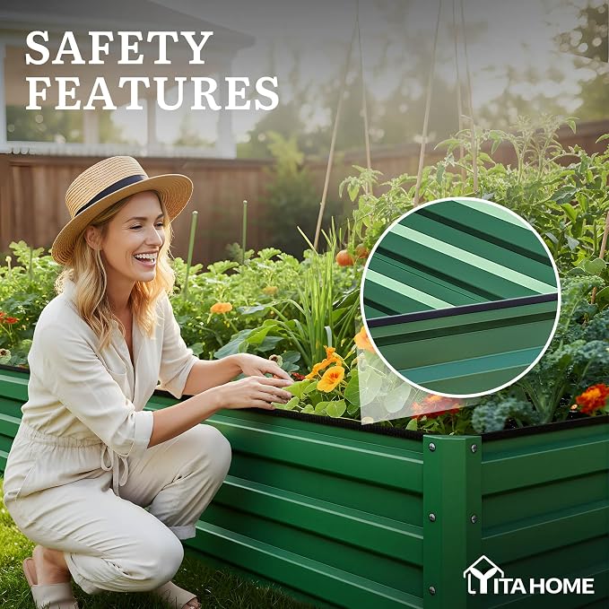 YITAHOME 4pcs 12x4x1 ft Galvanized Raised Garden Bed Kit, Large Metal Planter - Image 6