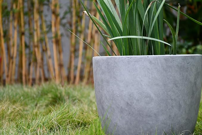 Kante 18 Inch Dia Round Concrete Planter, Indoor Outdoor Large Plant Pot - Image 18