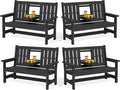 SERWALL Outdoor Bench with Cup Holder, All Weather Patio Benches with High by SERWALL