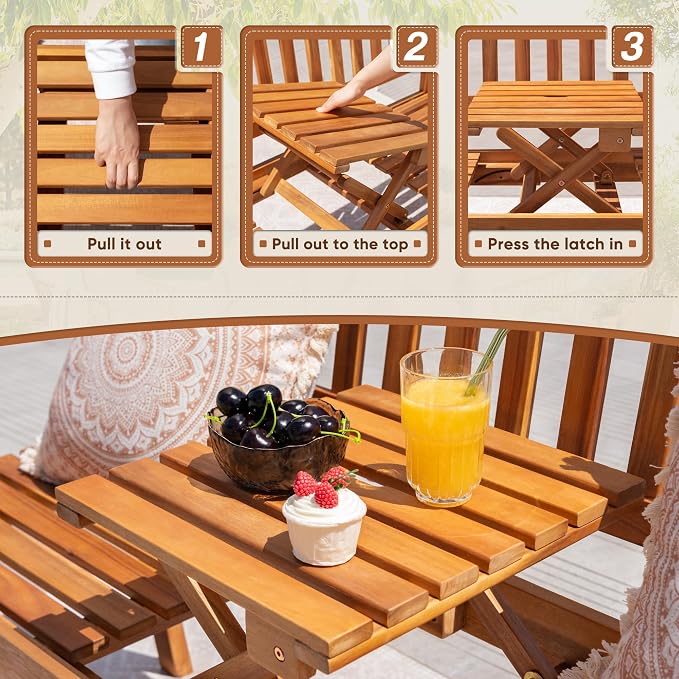 Devoko Outdoor Bench, 2-Person Garden Bench, Patio Wood Bench Outdoor Loveseat - Image 5