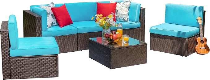 Vongrasig 6 Piece Small Patio Furniture Sets, Outdoor Sectional Sofa All - Image 8