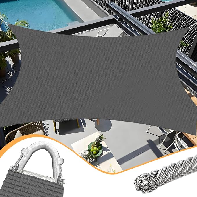 20' x 20' Dark Grey Rectangle Sun Shade Sail Outdoor Canopy Awning UPF50+ by OOTONAT