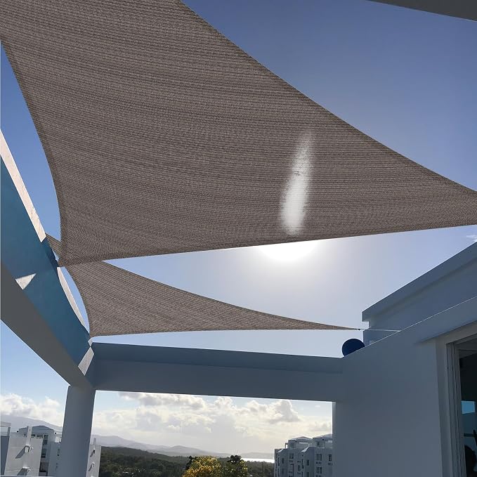 SUNNY GUARD Custom Size 7'x14'x15.7'Brown Sun Shade Sail Right Triangle UV by SUNNYGUARD