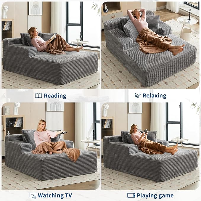 Garvee 50" Oversized Chaise Lounge Indoor Boneless Couch - Image 4