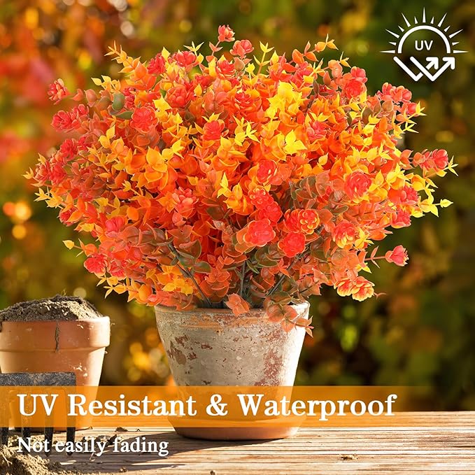 AGIRL 12 Bundles Artificial Fall Flowers Outdoor Indoor Decoration, No Fade - Image 4
