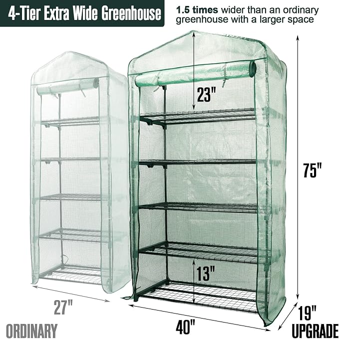 Worth Garden 50% Extra Wide Mini Greenhouse 5 Tier Portable Plant Green House - Image 3