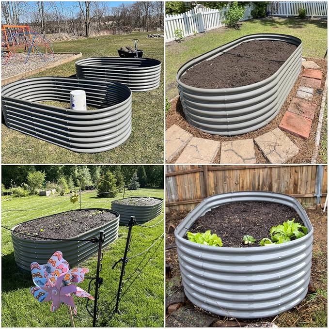 A ANLEOLIFE 8X4X2 ft Galvanized Raised Garden Beds Outdoor, Oval Large Metal - Image 2