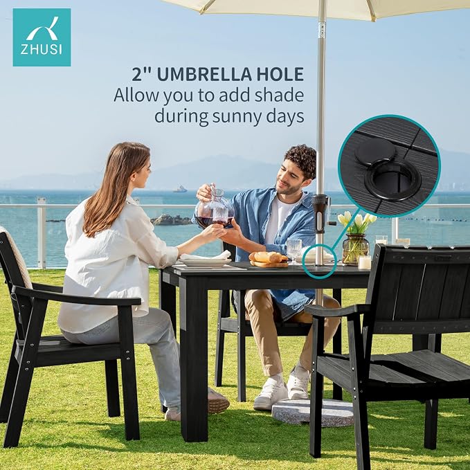 ZHUSI Patio Table and Chairs Set, Outdoor Table and Chairs, HDPE Outdoor Dining - Image 4