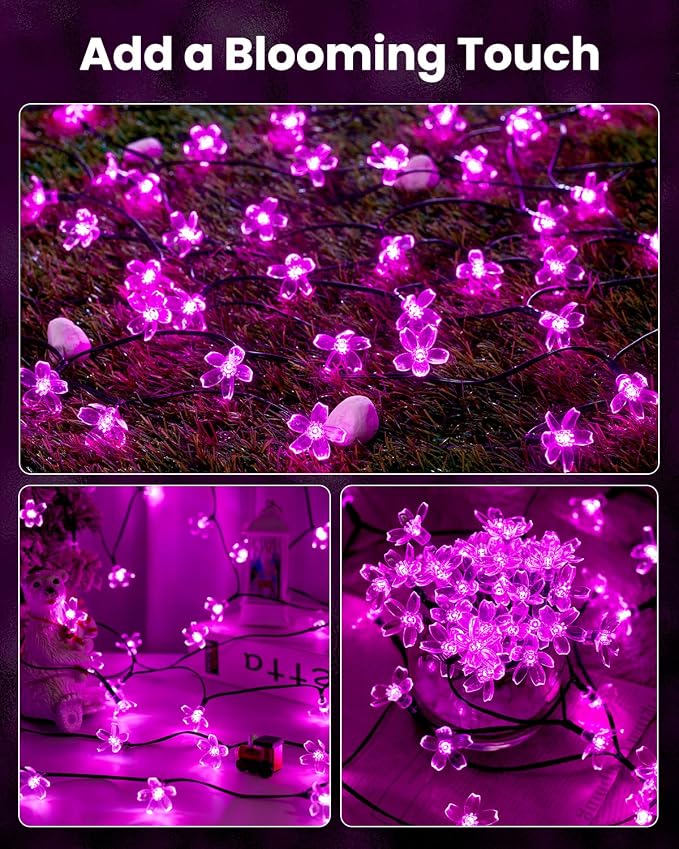 Brightown 2 Pack Total 52FT 120 LED Flower Solar String Lights Outdoor - Image 7