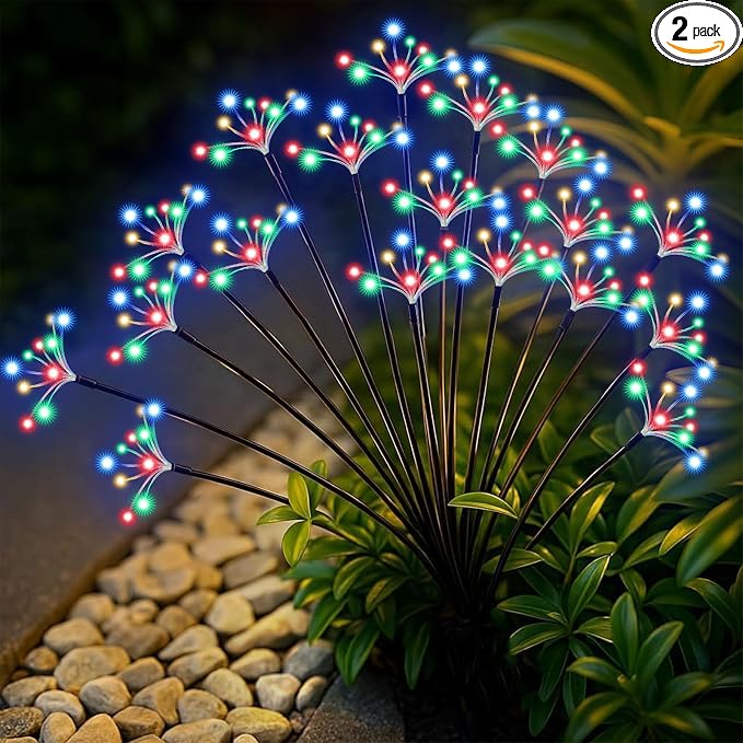 Solar Garden Lights 2 Pack Waterproof Solar Swaying Starburst Light Outdoor by Yaafen