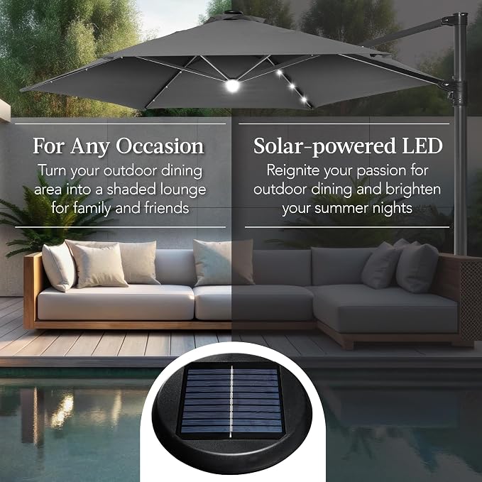 Best Choice Products 10ft Solar LED Offset Cantilever Hanging Market Patio - Image 4