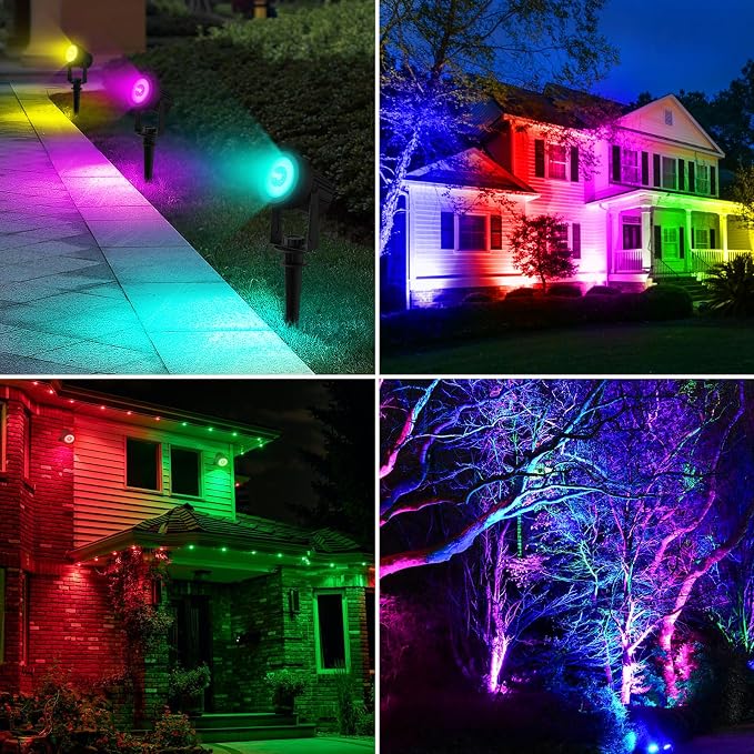 T-SUNUS RGB Solar Landscape Spotlights Christmas, Color Changing Spot Lights - Image 6