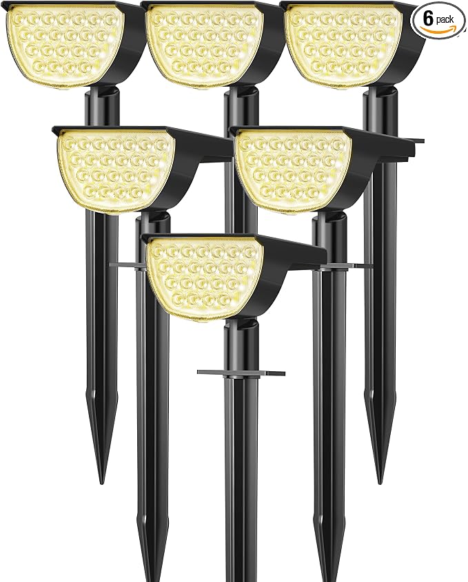 Solar Lights Outdoor Waterproof IP65, Solar Powered 76 LED 3 Lighting Modes by GKGG