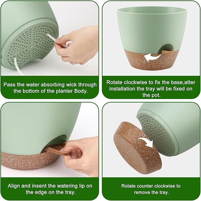 Plant Pots 12/10/9 Inch Self Watering Pots, Plastic Flower Pots, Nursery - Image 2