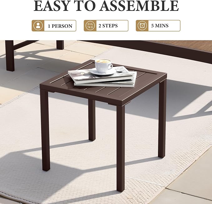 Crestlive Products Aluminum Outdoor Side Table, Pool Lounge Chair Side Table - Image 7