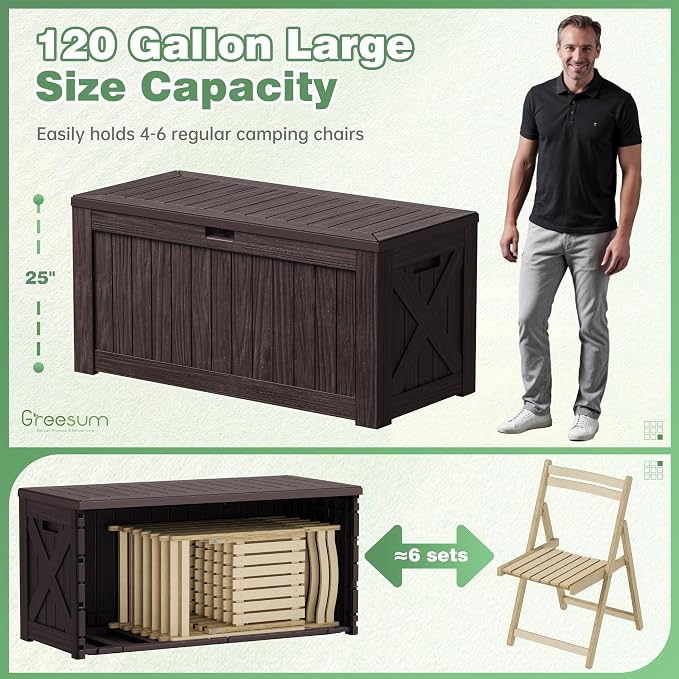 Greesum Outdoor Storage Box 120 Gallon Storage Bin - Image 5