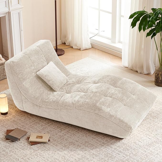 Chaise Lounge Chair with Curved Back, Modern Upholstered Recliner Sofa by Unknown