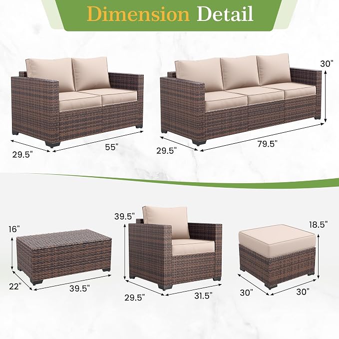 Amopatio 2 Pieces Outdoor Ottoman - Image 2
