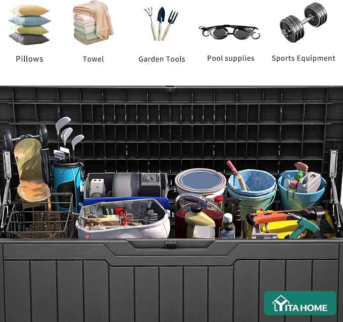 YITAHOME 100 Gallon Resin Deck Box, Weather Resistant Outdoor Storage Box - Image 5