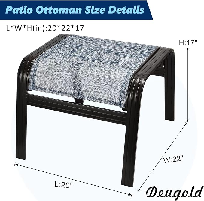 Outdoor Footstools for Patio, Textile Ottomans Metal Dining Footrests Stack - Image 3