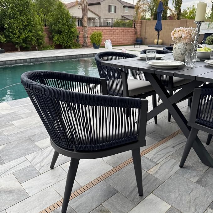 PURPLE LEAF Patio Dining Set for 6 All-Weather Wicker 7 Piece Aluminium Outdoor - Image 2