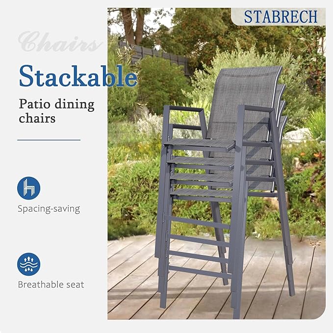 Outdoor Bar Stools Set of 4, Bar Height Chairs - Image 4