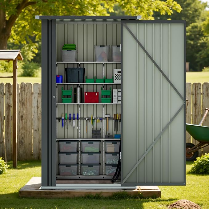 Greesum 3x3FT Outdoor Storage Shed, Lockable Metal Shed - Image 2