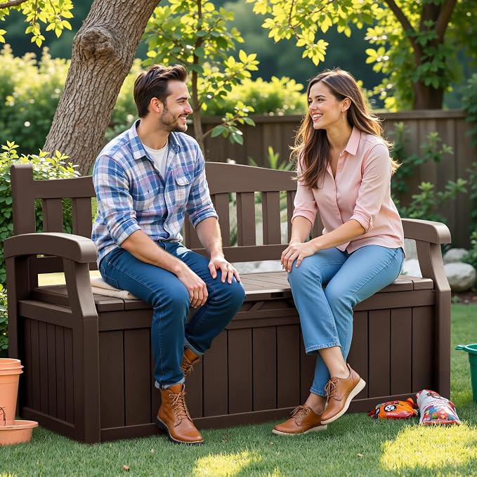 Flamaker 80 Gallon Storage Bench Outdoor Indoor, Durable All-Weather Seating - Image 6
