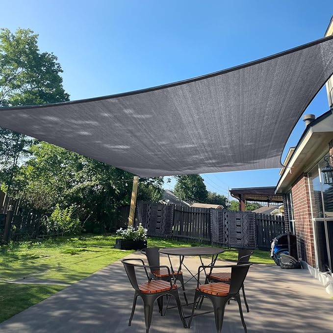 SUNLAX Sun Shade Sail 11' x 22' Dark Grey Rectangle Canopy Sail Shade Cover UV by SUNLAX