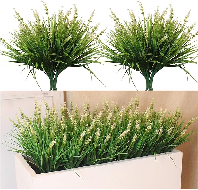 alyptus Outdoor Artificial Flowers 12 Bundles Plastic Plants Faux White Flower by ALYPTUS